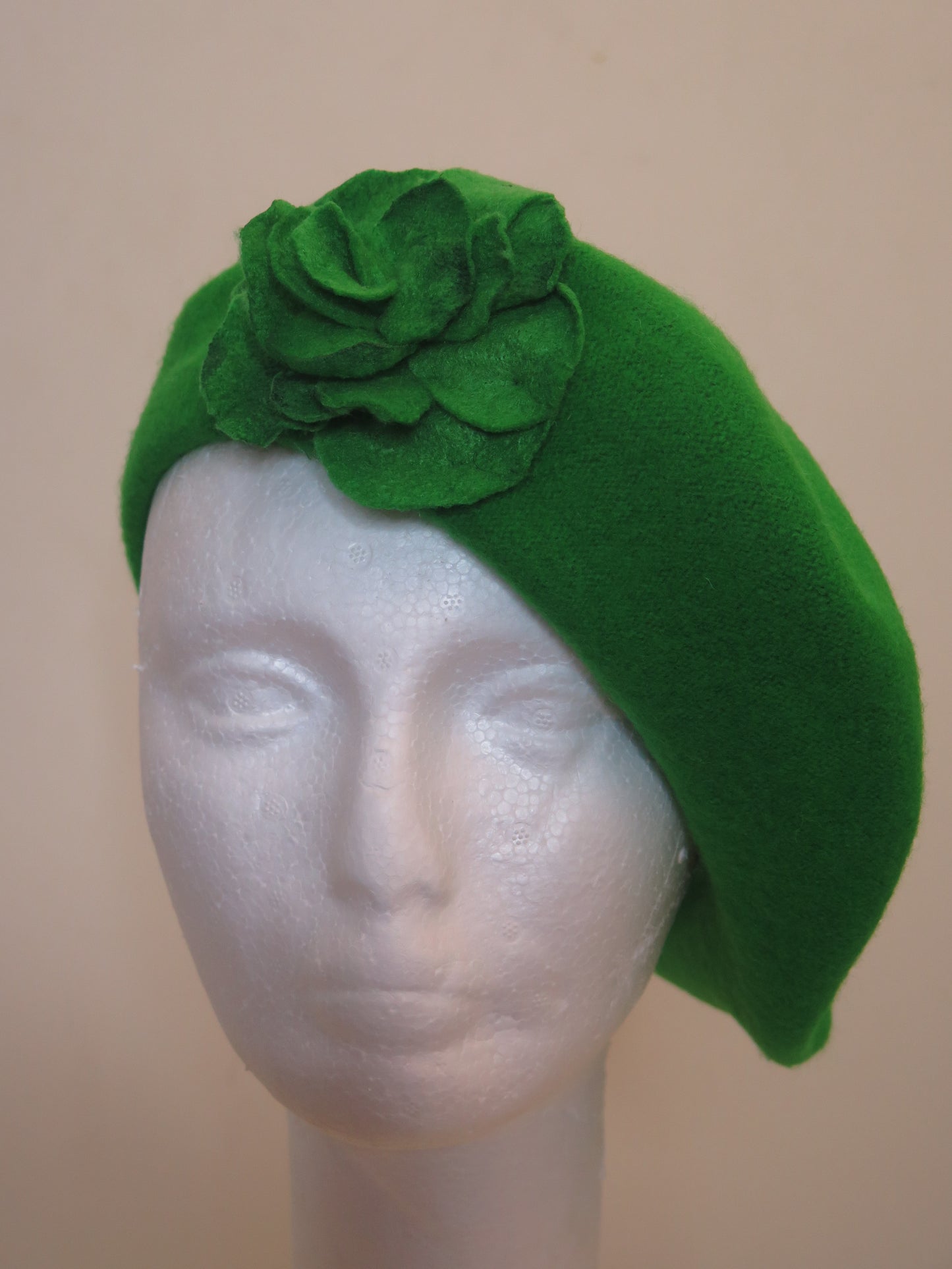 Green Flower Beret/ Green Beret/ Green French wool Beret/ Green Wool Beret/ Green Beret For Women