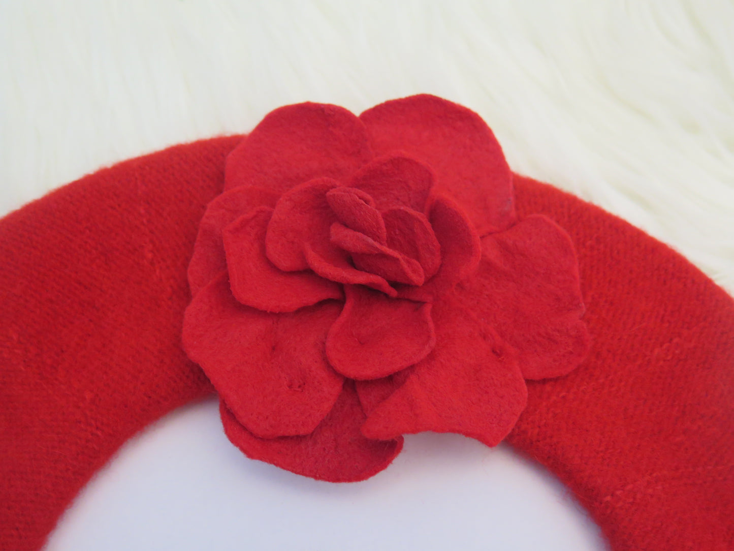 Red Flower Beret/Red Beret/ Red French Wool Beret/ Red French Felt Beret/ Red Beret For Women