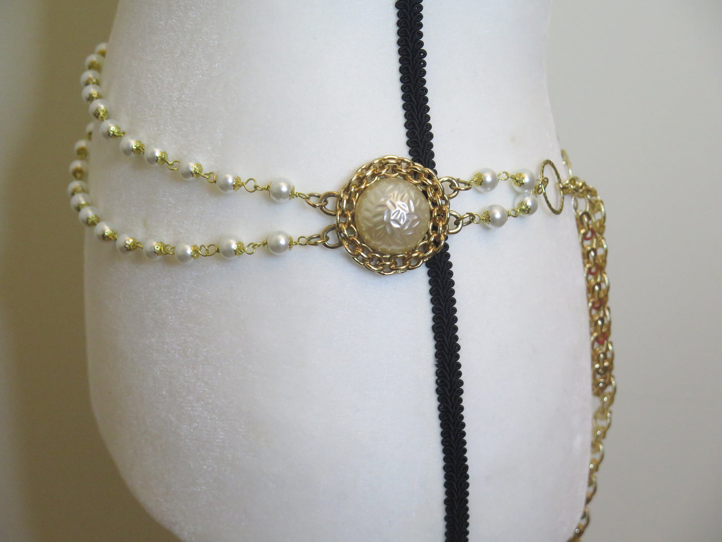 Pearl Wire Belt/ Double Pearl Wired Wrap Belt/ Double Pearl Belt
