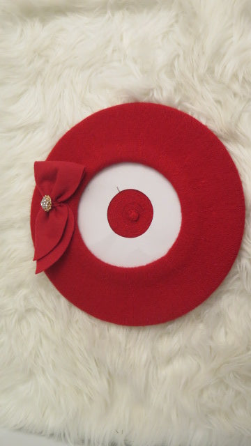 Red Double Bow Beret/ Red French Beret/ Red Bow Beret/ Red Stylish Beret/ Red Beret For Women