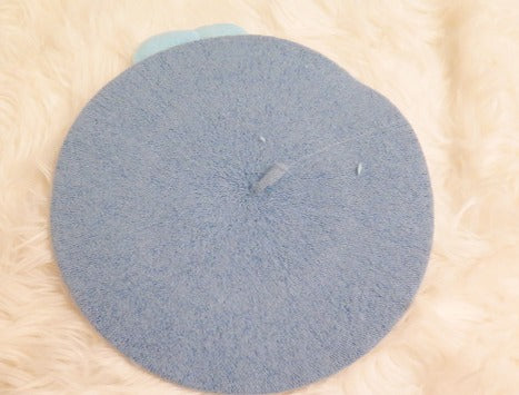 Blue Flower French Wool Beret for Women