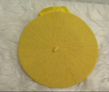 Yellow Flower Beret/Yellow Flower Beret/ Yellow Wool Beret/ Yellow Beret for Women