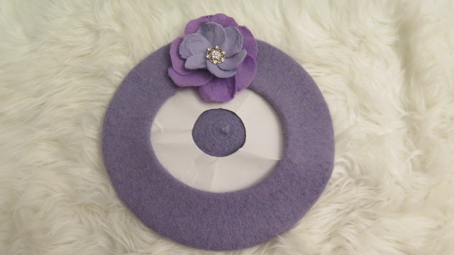 Purple Flower Beret/ Purple wool Beret/ Purple French style Beret/Purple Beret/ Purple Beret For Women