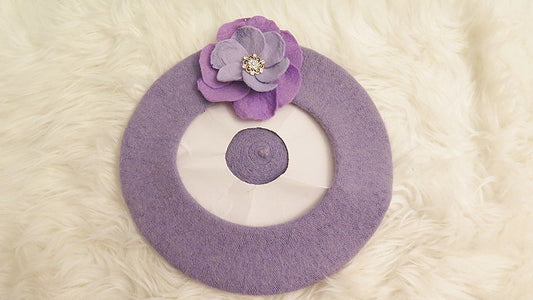 Purple Flower Beret/ Purple wool Beret/ Purple French style Beret/Purple Beret/ Purple Beret For Women