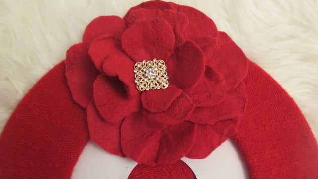 Red Flower Beret/ Red Flower Beret/ Red Flower wool Beret/ Red Wool Beret/ Red Beret