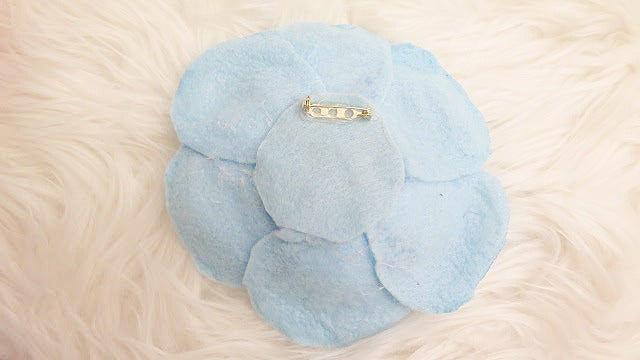 Blue Felt Flower Brooch/ Blue Fabric Flower Brooch/ Handmade Blue Brooch