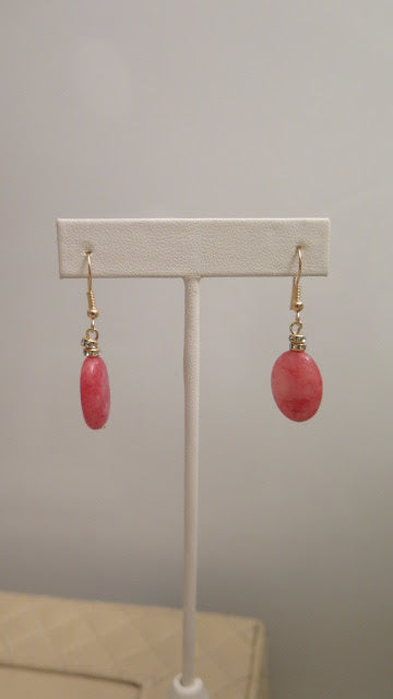 Gold Pink Double Long Necklace, Bracelet & Earring Set