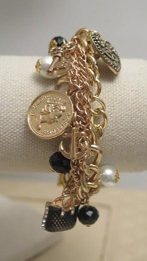 Multilayer Charm Bracelet/Chunky Statement Bracelet/ Multilayered Bracelet/ Pearl Bracelet/ Charm Bracelet/ Gold Charm Bracelet