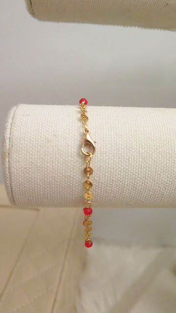 Red Jewelry Set/ Red Gold Necklace Bracelet Set/ Gold Red Jewelry Set