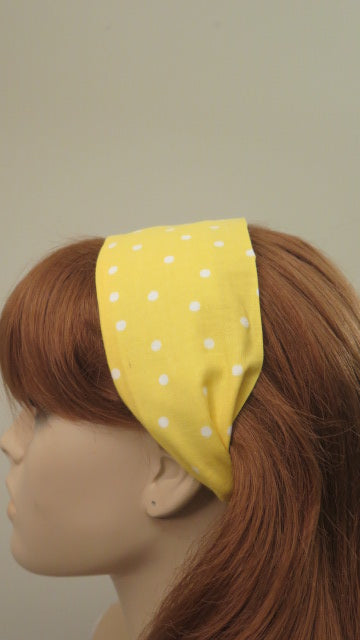 Yellow Polka Dot Headband/ Yellow White Polka Dot Headband/ Yellow White Hair accessory