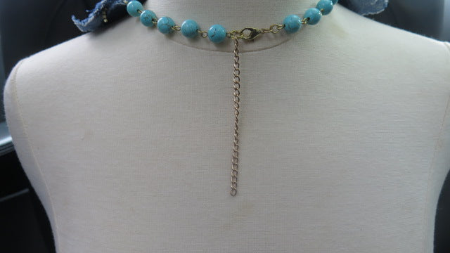 Denim Petal Necklace/ Denim Fringes Petal Necklace/ Denim Stylish Necklace