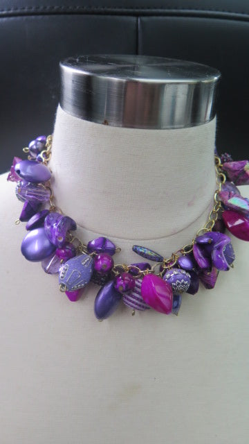 Variety Purple Necklace/ Purple Cluster Necklace/ Purple Necklace