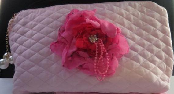 Pink Flower Bag/ Makeup Storage Bag/ Storage Makeup or Cosmetic Bag/ Travelling Makeup Bag/ Toiletry Bag