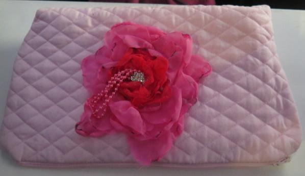 Pink Flower Bag/ Makeup Storage Bag/ Storage Makeup or Cosmetic Bag/ Travelling Makeup Bag/ Toiletry Bag