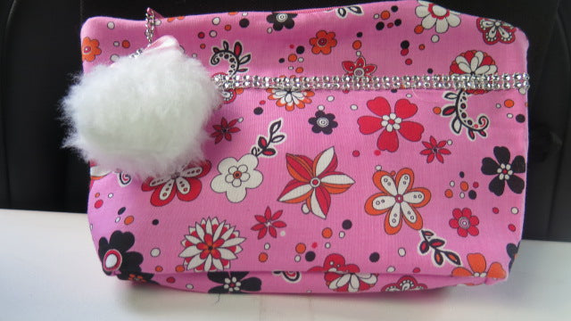Two Floral Pink bags/ Pink Floral Makeup Bag/ Pink Traveling Pouch Bags/ Travel Cosmetic Puch Bag/ Zipper Pouch/ Zipper Pouch