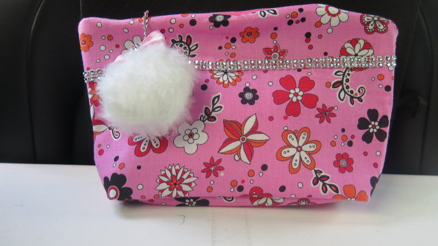 Two Floral Pink bags/ Pink Floral Makeup Bag/ Pink Traveling Pouch Bags/ Travel Cosmetic Puch Bag/ Zipper Pouch/ Zipper Pouch