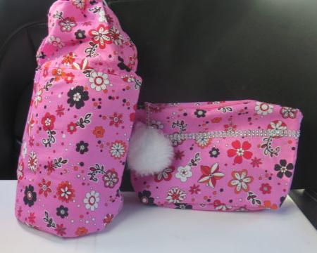 Two Floral Pink bags/ Pink Floral Makeup Bag/ Pink Traveling Pouch Bags/ Travel Cosmetic Puch Bag/ Zipper Pouch/ Zipper Pouch