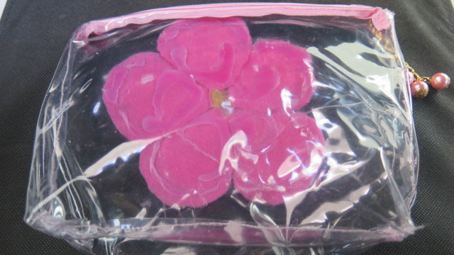 Two Clear Flower Bag/ Two Pink Flower Makeup Bag/ Traveling Cosmetic Bags/ Traveling Makeup Bag