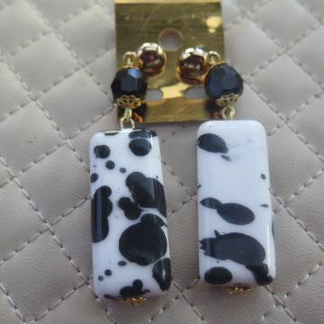 Black and White Jewelry Set: Necklace and Matching Earring | Black and White Set | Blacl and White Necklace and Earring Set