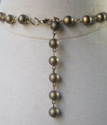 Gold Brown Double Necklace/ Brown Gold Beads Necklace/ Gold Brown Double Necklace