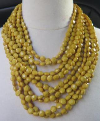 Yellow Layered Necklace/ Yellow Multilayer Necklace/ Yellow Necklace/ Yellow Beads Necklace
