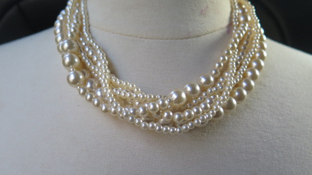 Pearl Necklace/ Pearl Multilayer Pearl Necklace/ Pearl Six Layer Necklace