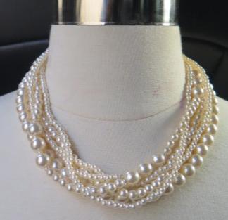 Pearl Necklace/ Pearl Multilayer Pearl Necklace/ Pearl Six Layer Necklace