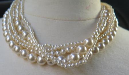 Pearl Necklace/ Pearl Multilayer Pearl Necklace/ Pearl Six Layer Necklace