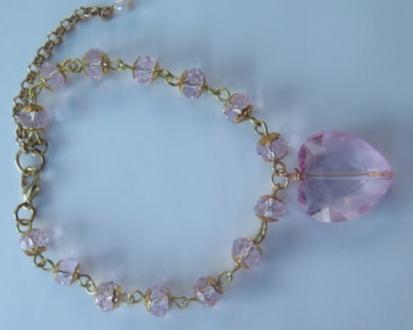 Pink Heart-Shape Bracelet/ Pink Bracelet/ Pink Gold Bracelet/ Pink Bracelet