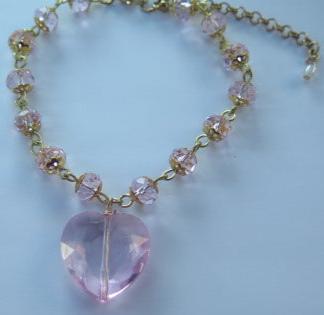 Pink Heart-Shape Bracelet/ Pink Bracelet/ Pink Gold Bracelet/ Pink Bracelet