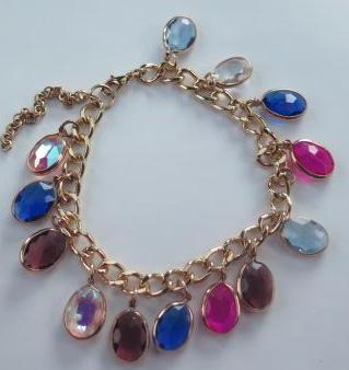 Colorful Charm Bracelet/ Multicolor Charm Bracelet/ Gold Charm Bracelet for Women