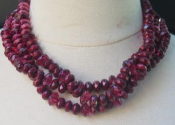 Red Necklace / Red Beads Necklace/ Red Trilayer Necklace/ Red Beads Trilayered Choker Necklace