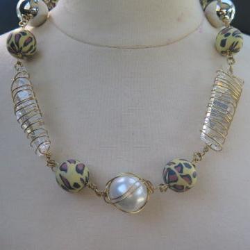 Large Animal Print Necklace/ Animal Print Necklace