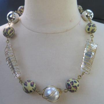 Large Animal Print Necklace/ Animal Print Necklace