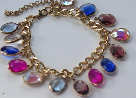 Colorful Charm Bracelet/ Multicolor Charm Bracelet/ Gold Charm Bracelet for Women