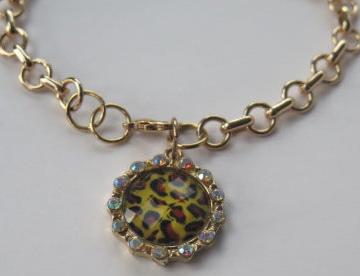 Animal Print Charm on Gold Bracelet/ Gold Bracelet/ Animap Print Charm Bracelet