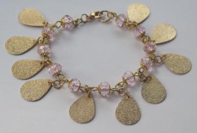 Gold Charm Pink Bracelet/ Pink Bracelet/ Gold Charm Bracelet