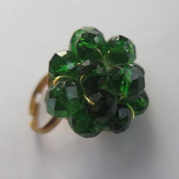 Green Cluster Ring/ Grape - Inspired Green Ring/ Green Beaded Ring/ Green Ring