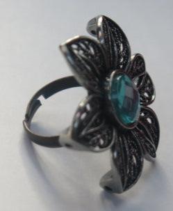 Silver Blue Ring/ Silver Ring/ Silver Flower Ring