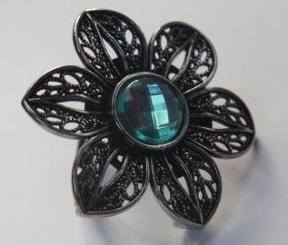 Silver Blue Ring/ Silver Ring/ Silver Flower Ring