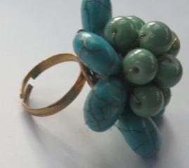 Turquoise Flower Ring/ Cluster Flower Ring/ Turquoise Ring/ Turquoise Flower Cluster Ring.