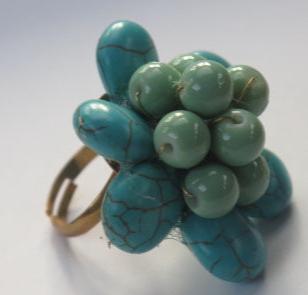 Turquoise Flower Ring/ Cluster Flower Ring/ Turquoise Ring/ Turquoise Flower Cluster Ring.
