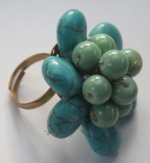 Turquoise Flower Ring/ Cluster Flower Ring/ Turquoise Ring/ Turquoise Flower Cluster Ring.