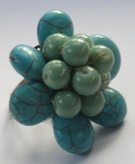 Turquoise Flower Ring/ Cluster Flower Ring/ Turquoise Ring/ Turquoise Flower Cluster Ring.