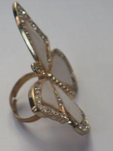 Butterfly Ring/ Sparkling Butterfly Ring/ White Butterfly Ring/ White Ring