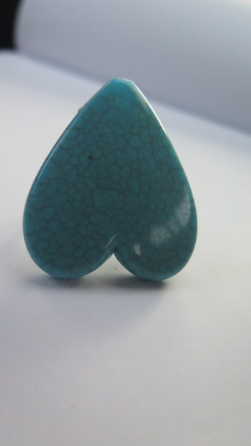 Blue Heart Ring/ Turwquoise Heart-Shape Ring/ Turquoise Ring/ Large Heart-Shaped Turquoise Ring.