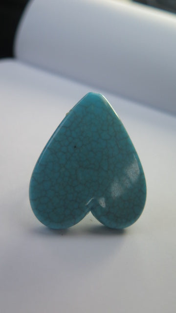 Blue Heart Ring/ Turwquoise Heart-Shape Ring/ Turquoise Ring/ Large Heart-Shaped Turquoise Ring.