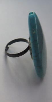 Blue Heart Ring/ Turwquoise Heart-Shape Ring/ Turquoise Ring/ Large Heart-Shaped Turquoise Ring.