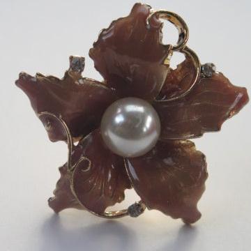 Brown Flower Ring/ Brown Ring/ Large Flower Ring/ Flower Ring