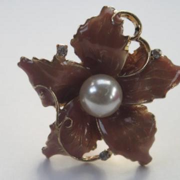 Brown Flower Ring/ Brown Ring/ Large Flower Ring/ Flower Ring
